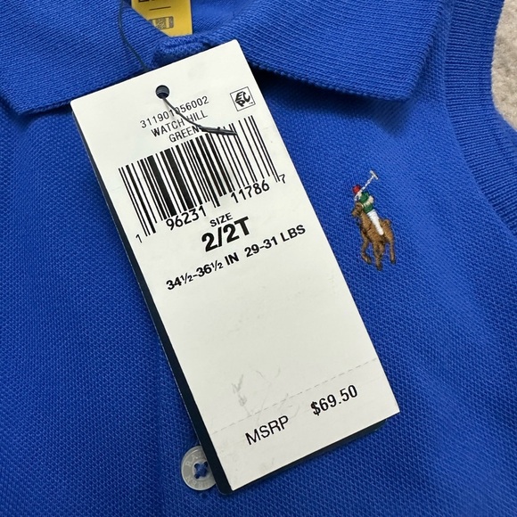 Ralph Lauren Kids Grosgrain-Trim Stretch Mesh Polo Dress Size 2 - Picture 4 of 4